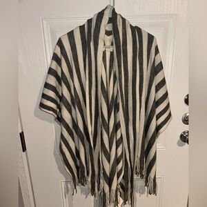 Chic Striped Gray and Cream Shawl